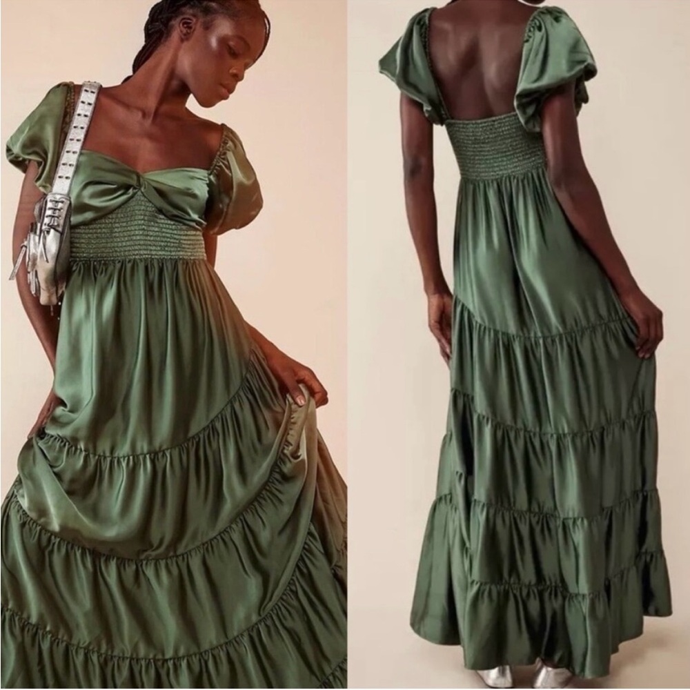 ✨New Free People sundrenched silky maxi dress OPEN TO OFFERS size L